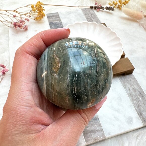 Beautiful Ocean Jasper Mushroom Carving - Picture 8 of 8